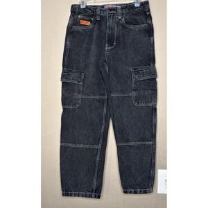 Empyre Jeans Men's Size 28 Black Acid Wash Denim Cargo  Baggy Skater 90's